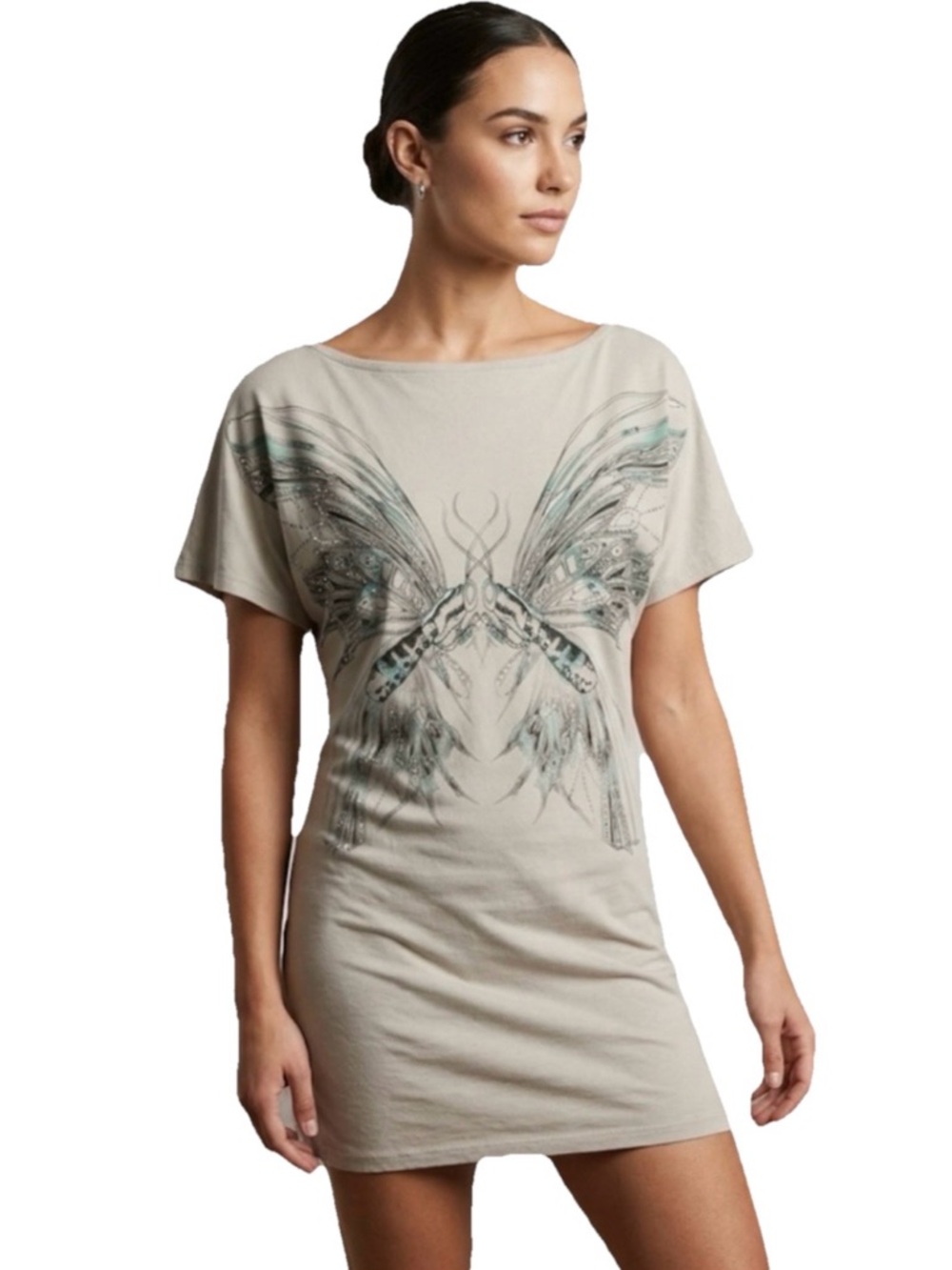 Key Closet Butterfly Studded Women’s Grey Short Sleeve Size Small